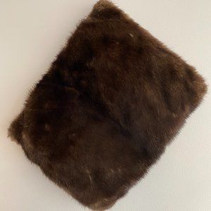 AS IS vintage mink muff/handwarmer with wrist cord, hidden zipper pocket